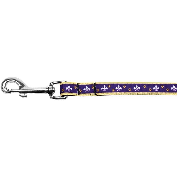 Mirage Pet Products Purple & Yellow Fleur De Lis Nylon Ribbon Pet Leash 0.63 in. x 6 ft. 125-161 5806